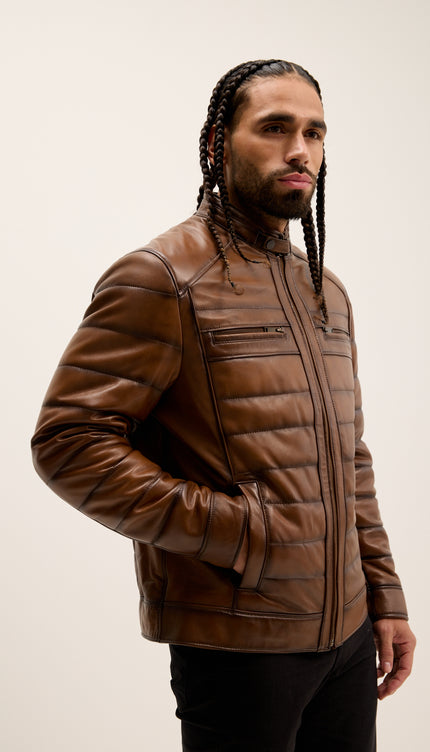 Roadster Stepplederjacke - Braunton