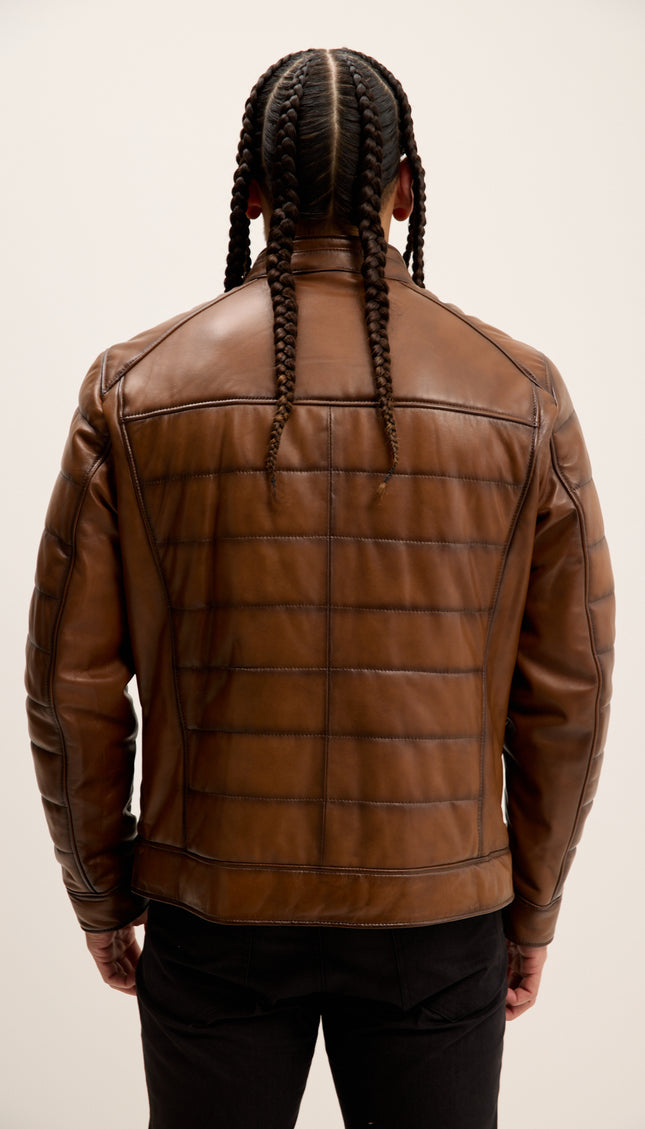 Roadster Stepplederjacke - Braunton