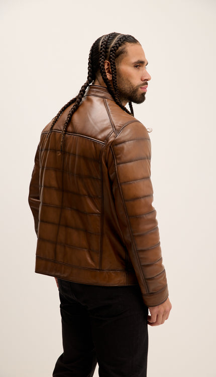 Roadster Stepplederjacke - Braunton