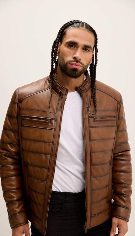 Roadster Stepplederjacke - Braunton