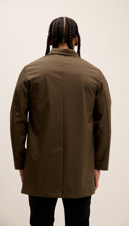 Long Lightweight Windbreaker Coat - Khaki