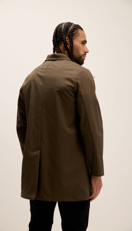Long Lightweight Windbreaker Coat - Khaki
