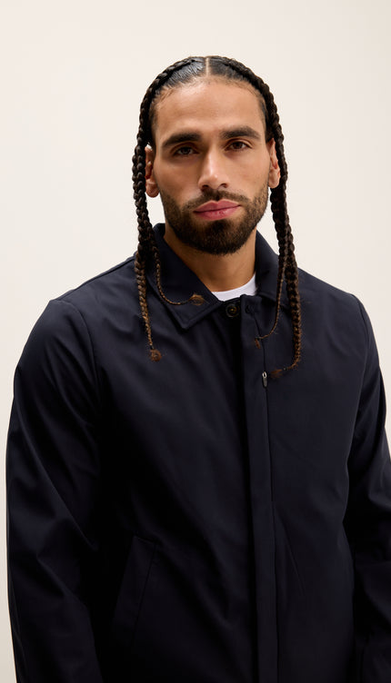 Long Lightweight Windbreaker Coat - Navy