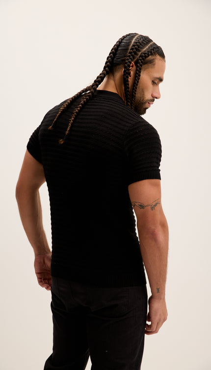 Polo-Shirt mit Ösen, Kurzarm – Schwarz