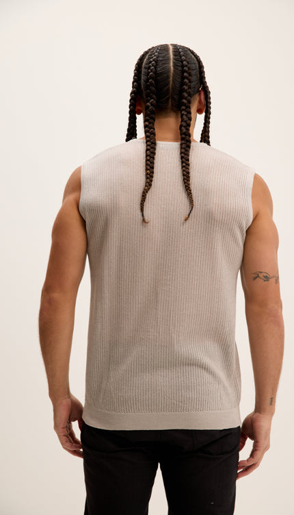 Crew Neck Mesh Tank Top - Grey