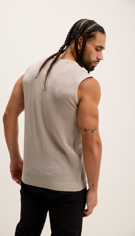Crew Neck Mesh Tank Top - Grey