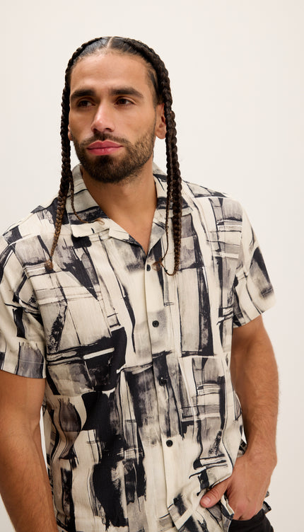 N° 4949 CAMISA TODO ESTAMPADO CAMP CUELLO - NEGRO