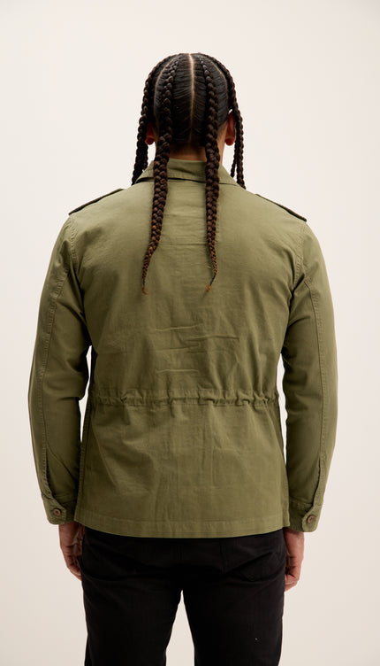 Cotton Fitted Utility Jacket - Khaki