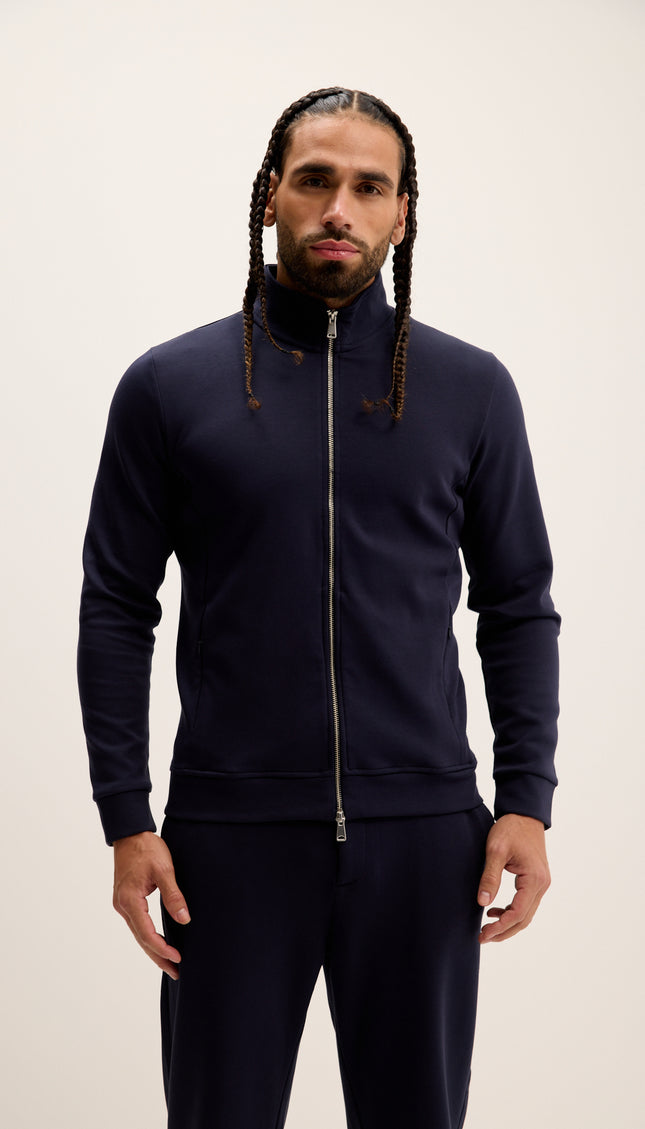 Double Zip Trainer Jacket - Navy