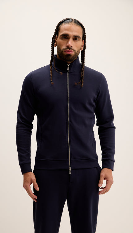 Double Zip Trainer Jacket - Navy
