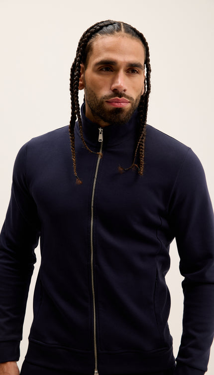 Double Zip Trainer Jacket - Navy