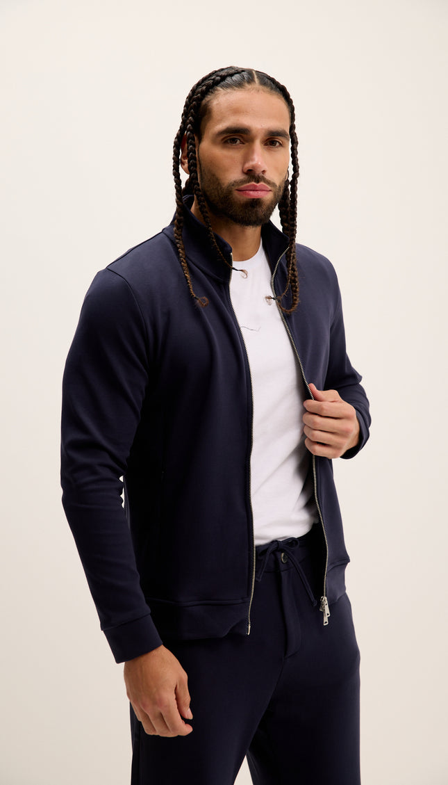 Double Zip Trainer Jacket - Navy