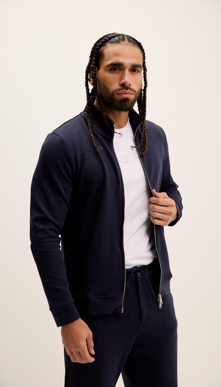 Double Zip Trainer Jacket - Navy