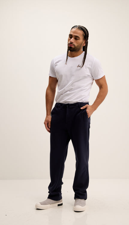 Lässige Freizeithose mit Kordelzug – Marineblau