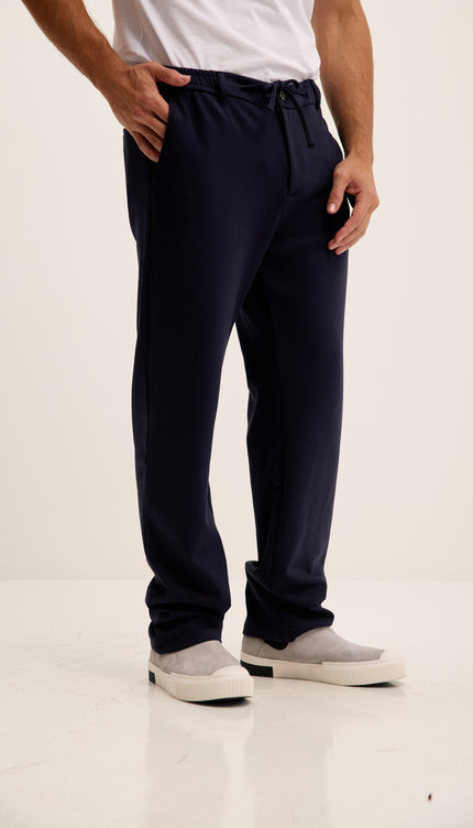 Lässige Freizeithose mit Kordelzug – Marineblau