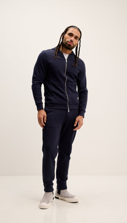 Kapuzenjacke mit doppeltem Reißverschluss – Marineblau