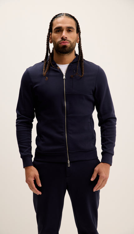 Kapuzenjacke mit doppeltem Reißverschluss – Marineblau