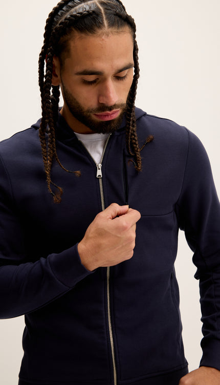 Kapuzenjacke mit doppeltem Reißverschluss – Marineblau