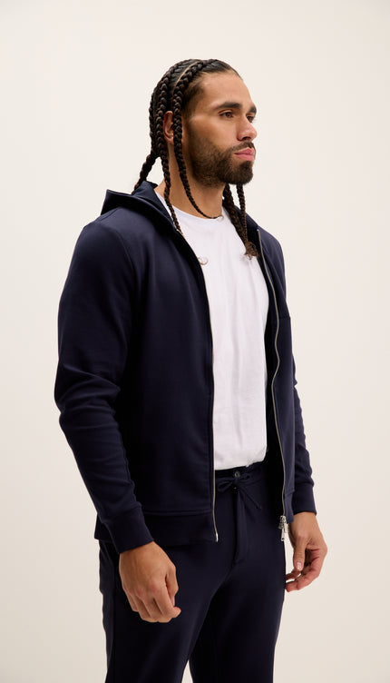 Kapuzenjacke mit doppeltem Reißverschluss – Marineblau