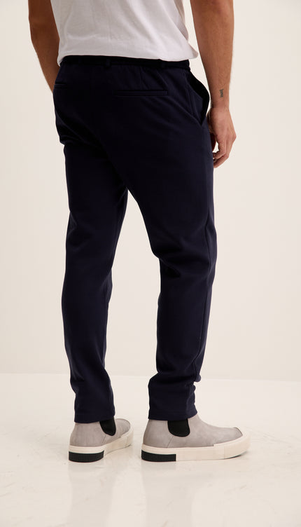 Tapered Drawstring Casual Pants - Navy