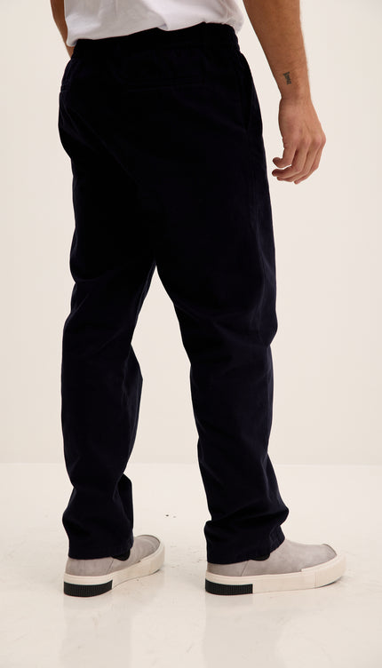 Relaxed Drawstring Casual Cotton Pants - Navy
