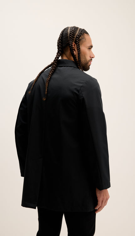 Long Lightweight Windbreaker Coat - Black