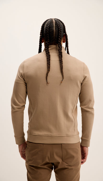 Double Zip Trainer Jacket - Beige