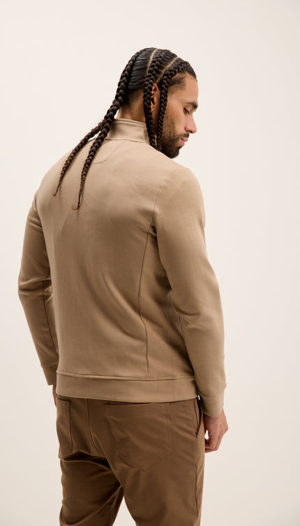 Double Zip Trainer Jacket - Beige