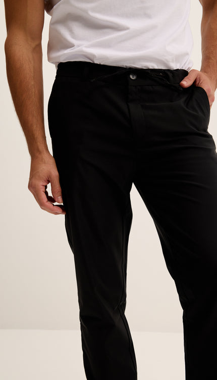 Relaxed Drawstring Casual Pants - Black