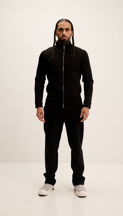 Double Zip Trainer Jacket - Black