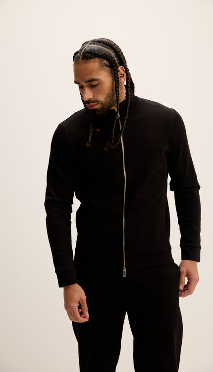 Double Zip Trainer Jacket - Black