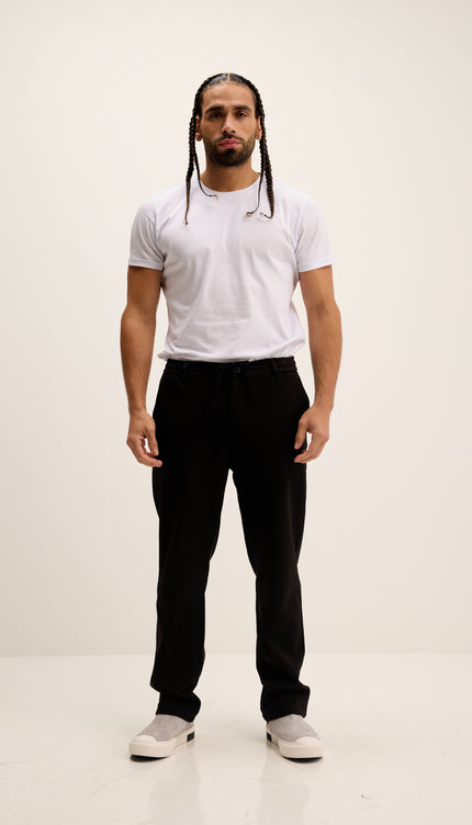 Relaxed Drawstring Casual Pants - Black