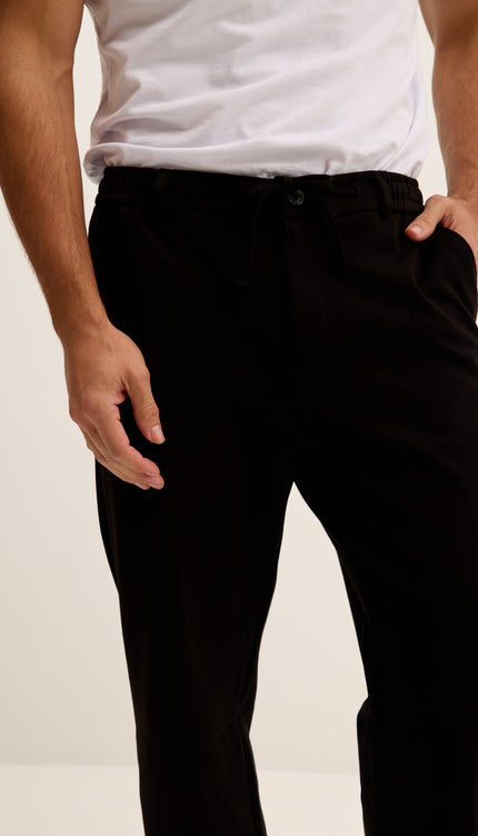Relaxed Drawstring Casual Pants - Black