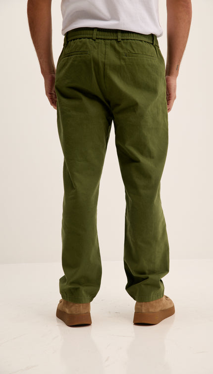 Relaxed Drawstring Casual Cotton Pants - Khaki