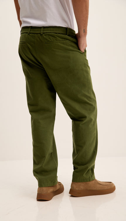Relaxed Drawstring Casual Cotton Pants - Khaki