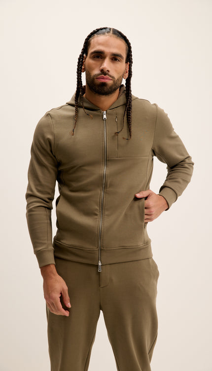 Hooded Double Zipper Jacket - Green