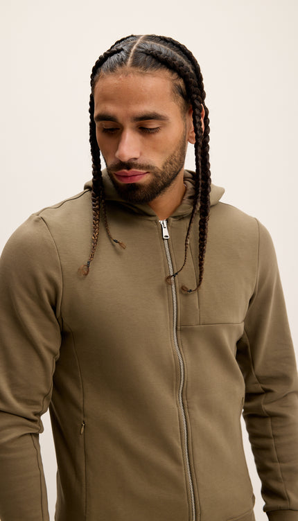 Hooded Double Zipper Jacket - Green