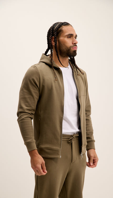 Hooded Double Zipper Jacket - Green