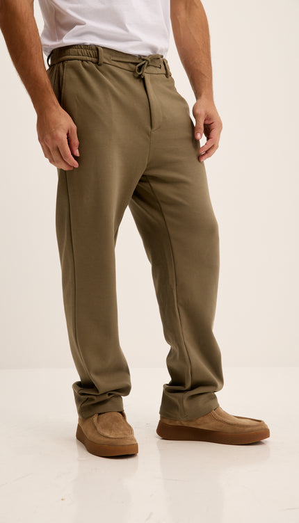 Relaxed Drawstring Casual Pants - Green
