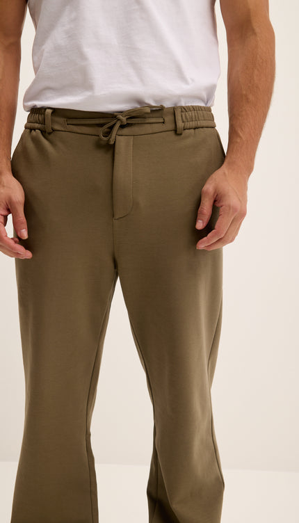 Relaxed Drawstring Casual Pants - Green