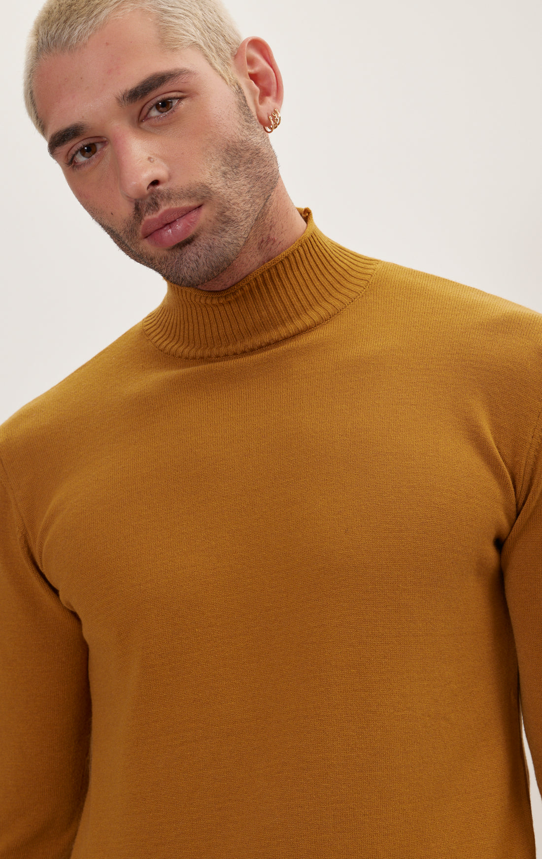 Classic Mock Neck Sweater - Mustard