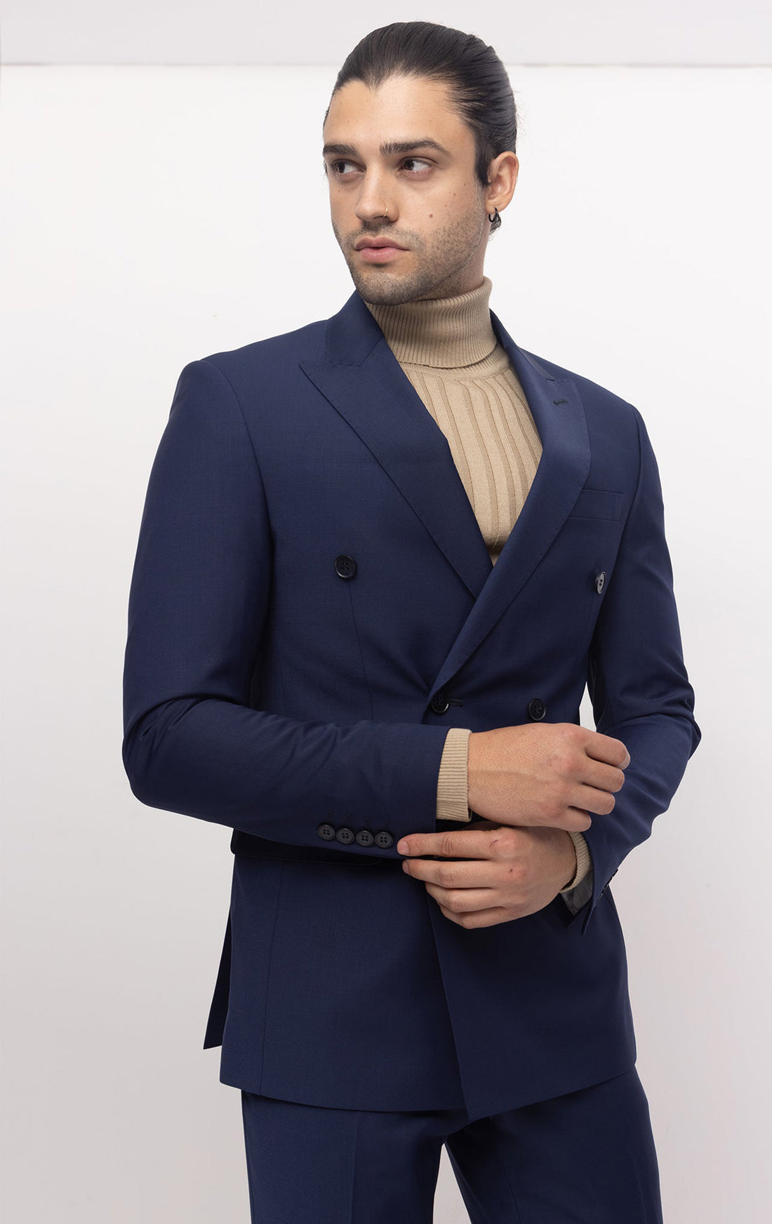 Super 120S Merino Wool Double Breasted Suit - Parliament Blue