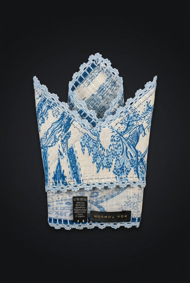 Silk Pocket Square - Beige Paisley - fold