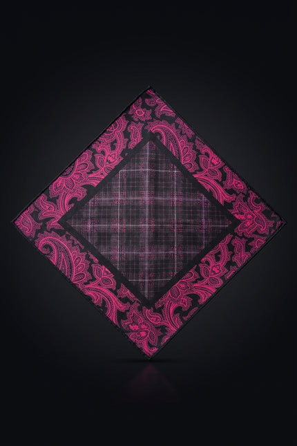 Silk Pocket Square - Black Paisley - flat