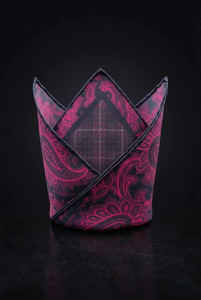 Silk Pocket Square - Black Paisley - fold