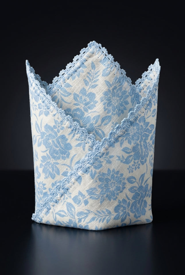 Silk Pocket Square - Blue Floral - fold
