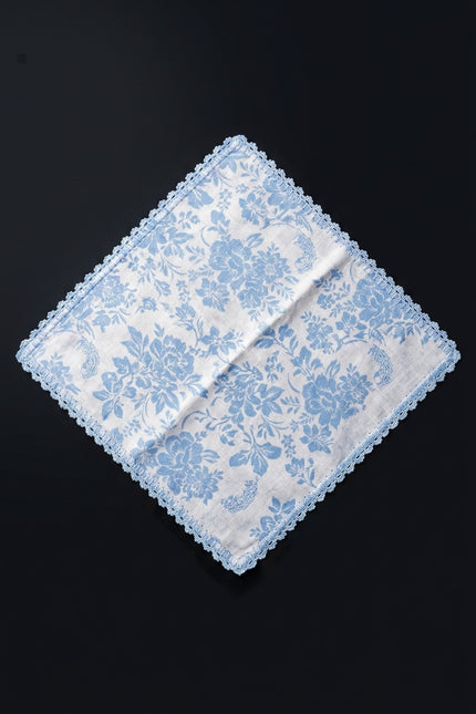 Silk Pocket Square - Cream Floral - flat