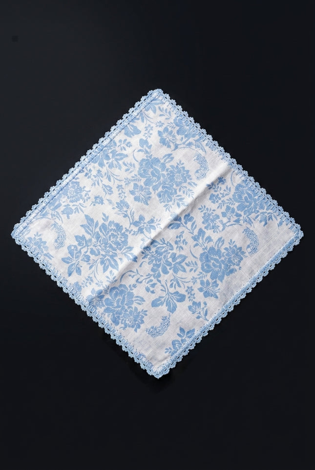 Silk Pocket Square - Cream Floral - flat