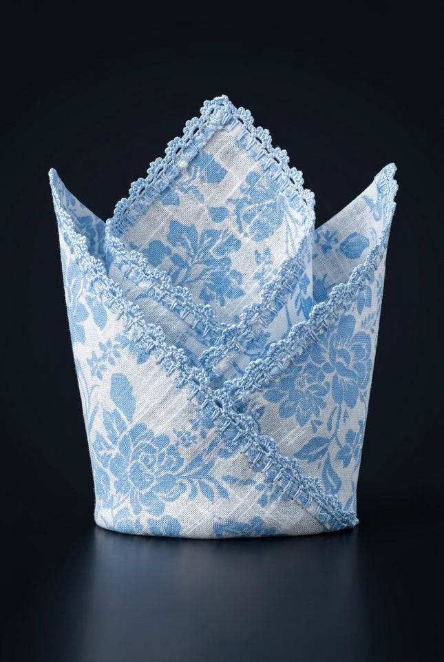 Silk Pocket Square - Cream Floral - fold