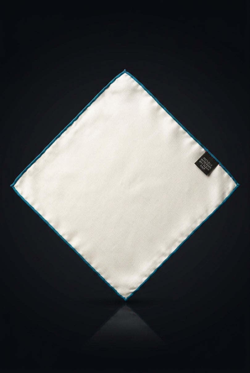 Silk Pocket Square - Cream Solid - flat